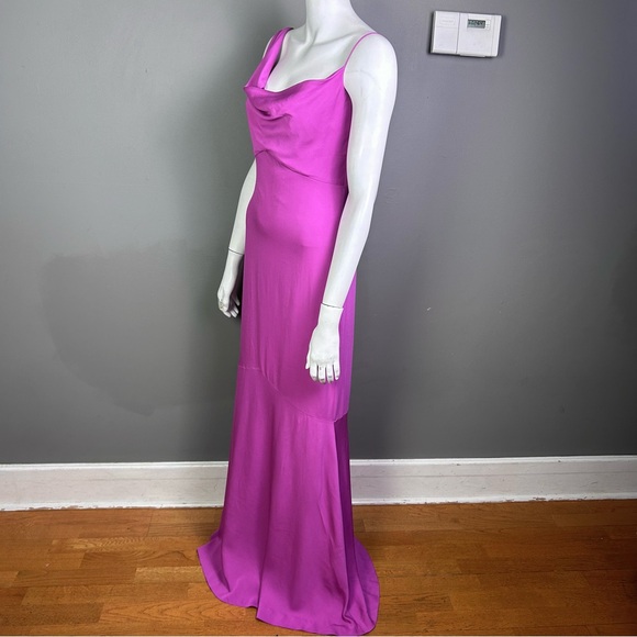 Nicole Miller dress slip size 6 pink fuscia longline drape wedding bridal - Picture 8 of 12